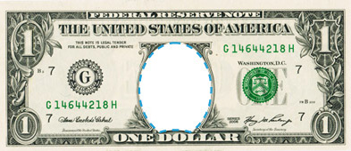 dollar bill with no face